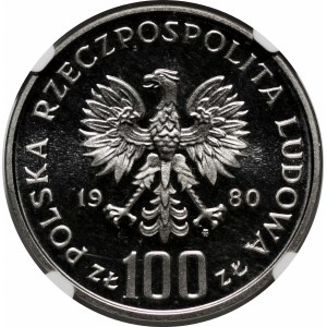 PRÓBA NIKIEL 100 złotych 1980 Olimpiada - biegacz z pochodnią