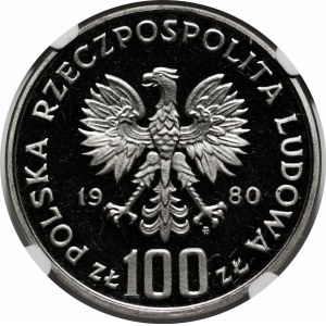 PRÓBA NIKIEL 100 złotych 1980 Jan Kochanowski - popiersie z ramionami