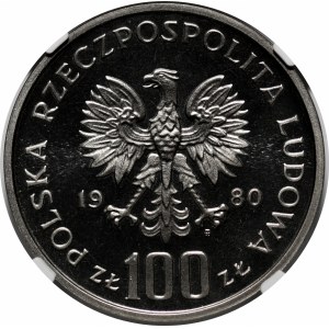 PRÓBA NIKIEL 100 złotych 1980 Jan Kochanowski - popiersie bez ramion