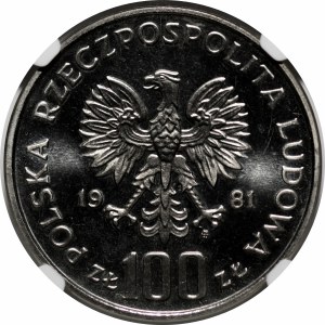SAMPLE NIKIEL 100 zlotys 1981 Wladyslaw Sikorski - head left