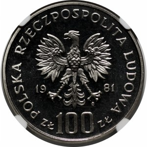 PRÓBA NIKIEL 100 złotych 1981 Władysław Sikorski - głowa na wprost