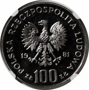 SAMPLE NIKIEL 100 zlotys 1981 St. Mary's Church in Krakow