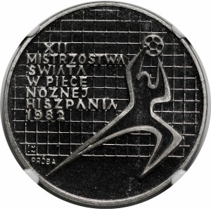 PRÓBA NIKIEL 200 złotych 1982 XII MŚ w PN - bramkarz w prawo, bez napisu Espana