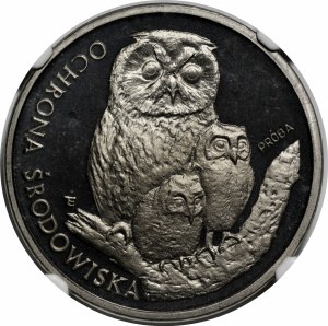 SAMPLE NIKIEL 500 PLN 1986 Environmental Protection - Owl with the Young