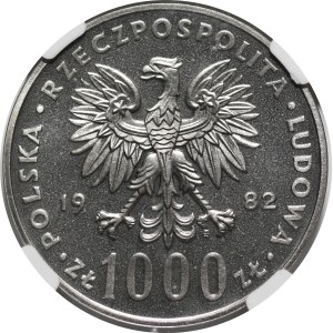 PRÓBA NIKIEL 1000 złotych 1982 Jan Paweł II - popiersie z krzyżem