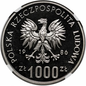 PRÓBA NIKIEL 1000 złotych 1986 Ochrona Środowiska - Sowa