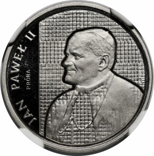 SAMPLE NIKIEL 2000 gold 1989 John Paul II - bust on the background of a grille