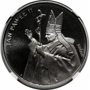 PRÓBA NIKIEL 5000 złotych 1987 Jan Paweł II - popiersie z krzyżem