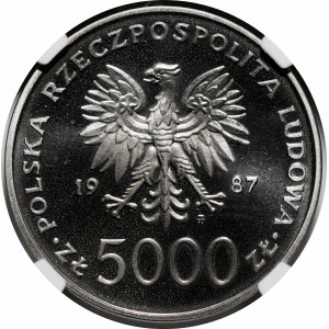 PRÓBA NIKIEL 5000 złotych 1987 Jan Paweł II - popiersie z krzyżem