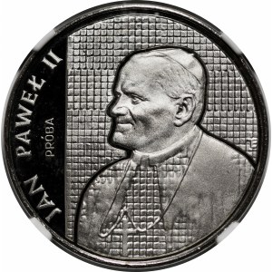 PRÓBA NIKIEL 5000 złotych 1989 Jan Paweł II - popiersie na tle kratki