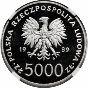 PRÓBA NIKIEL 5000 złotych 1989 Jan Paweł II - popiersie na tle kratki