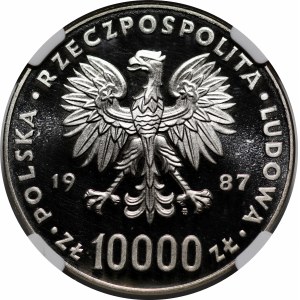 PRÓBA NIKIEL 10000 złotych 1987 Jan Paweł II - popiersie z krzyżem na wprost