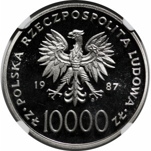 PRÓBA NIKIEL 10000 złotych 1987 Jan Paweł II - popiersie z krzyżem w lewo