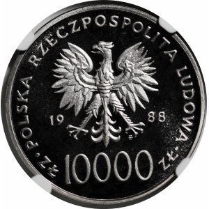 PRÓBA NIKIEL 10000 złotych 1988 Jan Paweł II - popiersie w lewo z krzyżem na tle
