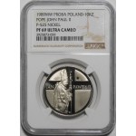 PRÓBA NIKIEL 10000 złotych 1989 Jan Paweł II - półpostac w prawo z krzyżem w tle
