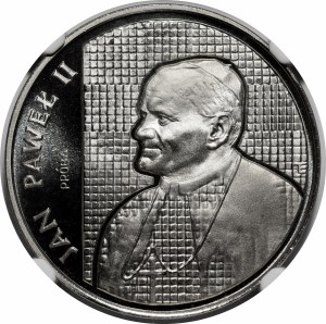 SAMPLE NIKIEL 10000 gold 1989 John Paul II - bust on the background of a grille