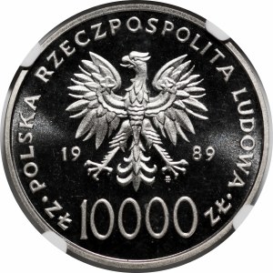 SAMPLE NIKIEL 10000 gold 1989 John Paul II - bust on the background of a grille