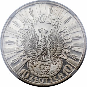 SAMPLE 10 gold Pilsudski 1934 - SILVER - LUSTLED