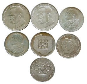 SET OF 7 PRL silver coins in a clasper