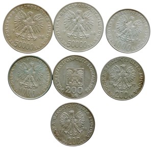 SET OF 7 PRL silver coins in a clasper