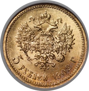 Russia, Nicholas II, 5 rubles 1902 AP, St. Petersburg