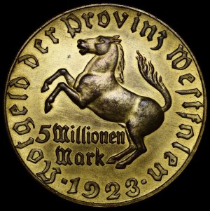 Germany, Westphalia, 5 million marks 1923