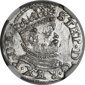 Stefan Batory, Trojak 1586, Riga - small head - variant - beautiful