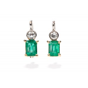 Earrings with emeralds and diamonds early 21st century.