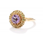 Ring with amethyst and chrysolites 2nd half of 20th century.