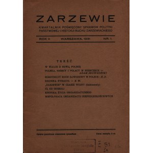 ,,Zarzewie’’ kwartalnik poświęcony sprawom polityki państwowej i historii ruchu zarzewiackiego nr.1 [Warszawa 1931]