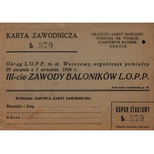Karta zawodnicza III zawody baloników L.O.P.P.
