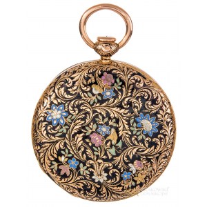 MUGNIER, Vreckové hodinky s opakovaním a smaltovaným kvetinovým dekorom (19./20. storočie).