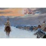 Jerzy Kossak (1886 Cracovie - 1955 Cracovie), Vision de Napoléon dans la retraite de Moscou, 1916