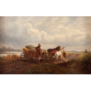 Józef Jaroszyński (1835 Lwów - 1900 Monachium), Wóz na drodze
