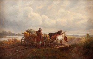 Józef Jaroszyński (1835 Lwów - 1900 Monachium), Wóz na drodze