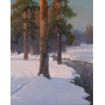 Wiktor Korecki (1890 Kamieniec Podolski - 1980 Milanówek near Warsaw), Winter landscape with a stream