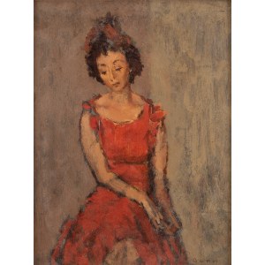 Benn Bencion Rabinowicz (1905 Bialystok - 1989 Paris), Portrait of a woman in a red dress, 1941