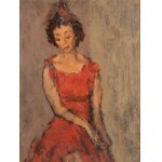 Benn Bencion Rabinowicz (1905 Bialystok - 1989 Paris), Porträt einer Frau in einem roten Kleid, 1941