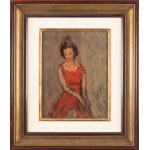 Benn Bencion Rabinowicz (1905 Bialystok - 1989 Paris), Porträt einer Frau in einem roten Kleid, 1941
