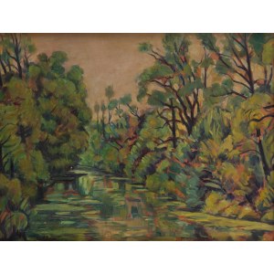 Michel Adlen (1898 Lutsk, Ukraine - 1980 Paris, France), River of Yerres (La riviere de Yerres), 1956.