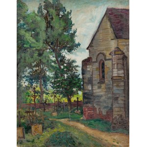Jean (Jan Miroslaw Peszke) Peske (1870 Golta, Ukraine - 1949 Le Mans, France), Road by the church (Entrée de village et cimetière).