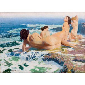Feliks Michał Wygrzywalski (1875 Przemyśl - 1944 Rzeszów), Mermaids on the Seashore