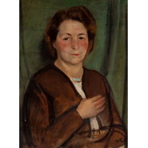 Wojciech Weiss (1875 Leorda, Rumunia - 1950 Kraków), Portret Wandy Muchy, matki artystki Janiny Muszanki Łakomskiej, lata 40. XX w.