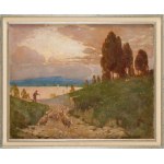 Jan Klępiński (1872 - 1913), Landschaft mit einem Hirten
