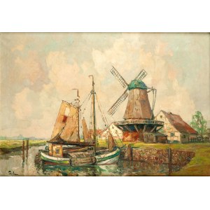 Rudolf Priebe (1889 Szulakowo - 1956 Rudolfstadt), Boats at the windmill