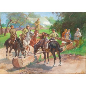 Stanisław Kaczor-Batowski (1866 Lemberg - 1946 Lemberg), Pferde tränken