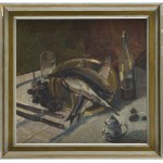 Wilk (Wilhelm) Ossecki (1892 Brody - 1958 Warsaw), Still life with fish and grapes, ca1938