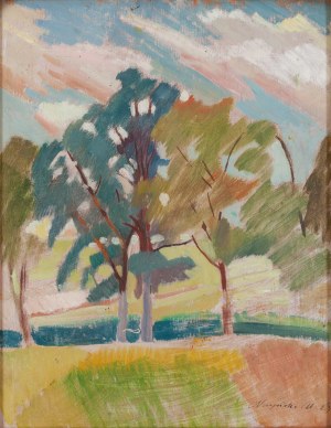 Marian Ludwik Niżyński (1910 Kraków - 1943 Kraków), Pejzaż z drzewami, 1929 (?)