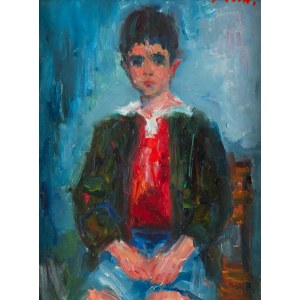 Jakub Zucker (1900 Radom - 1981 New York), Porträt eines Jungen in einem roten Pullover