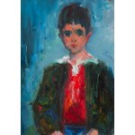 Jakub Zucker (1900 Radom - 1981 New York), Porträt eines Jungen in einem roten Pullover